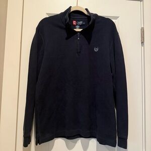 Chaps Men's Size Medium Navy Quarter-Zip Pullover Long Sleeve Sweater